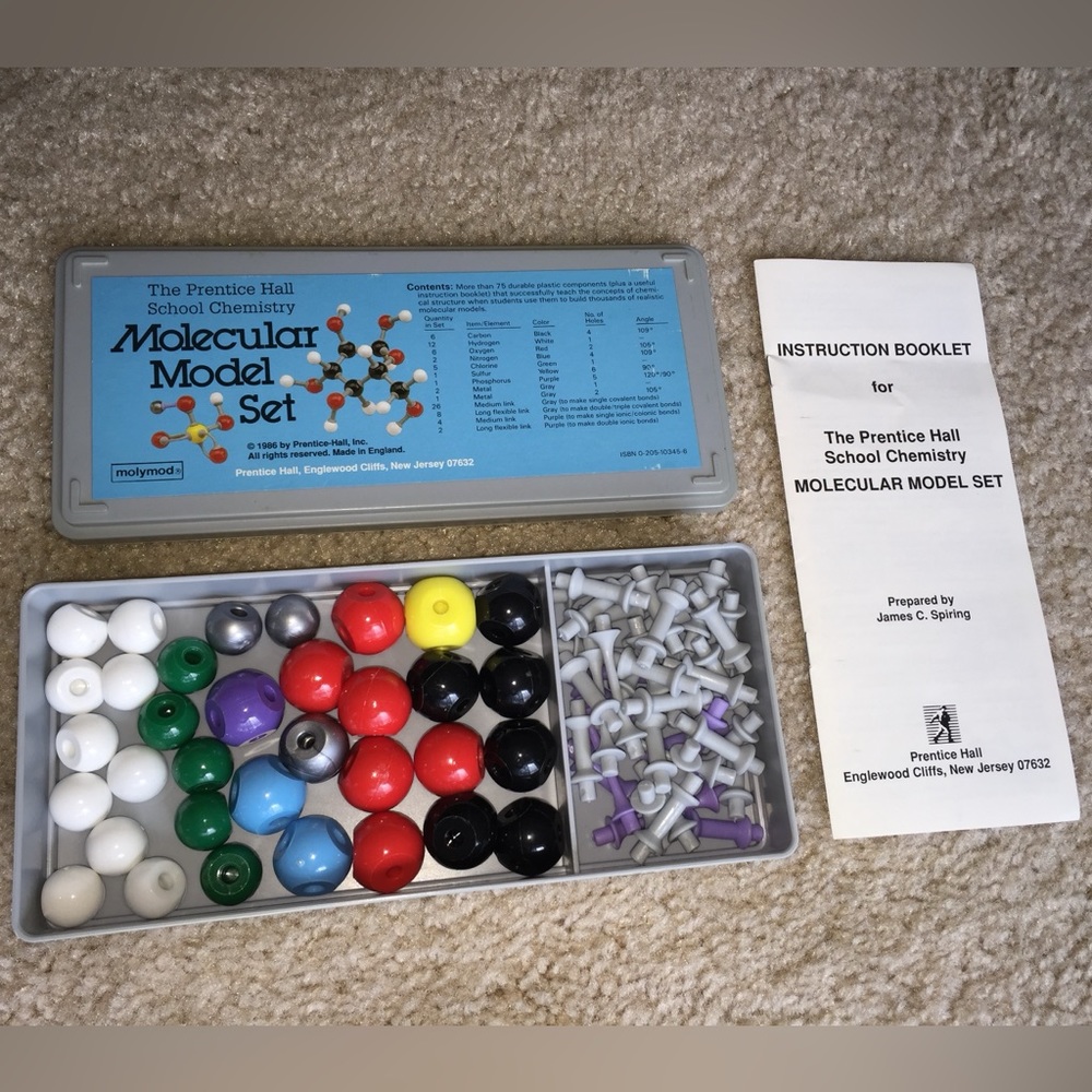 Vintage Molecular Model Set by Prentice Hall from early 1990’s - almost complete